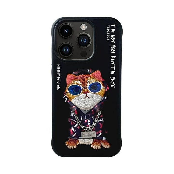Nimmy etui iPhone 15 Pro Max 6.7"        czarny/black Glasses Cool Cat na NearMe.pl