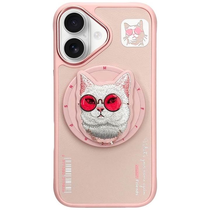 Etui Nimmy Glasses Cool Cat MagSafe do   iPhone 16 różowy na NearMe.pl