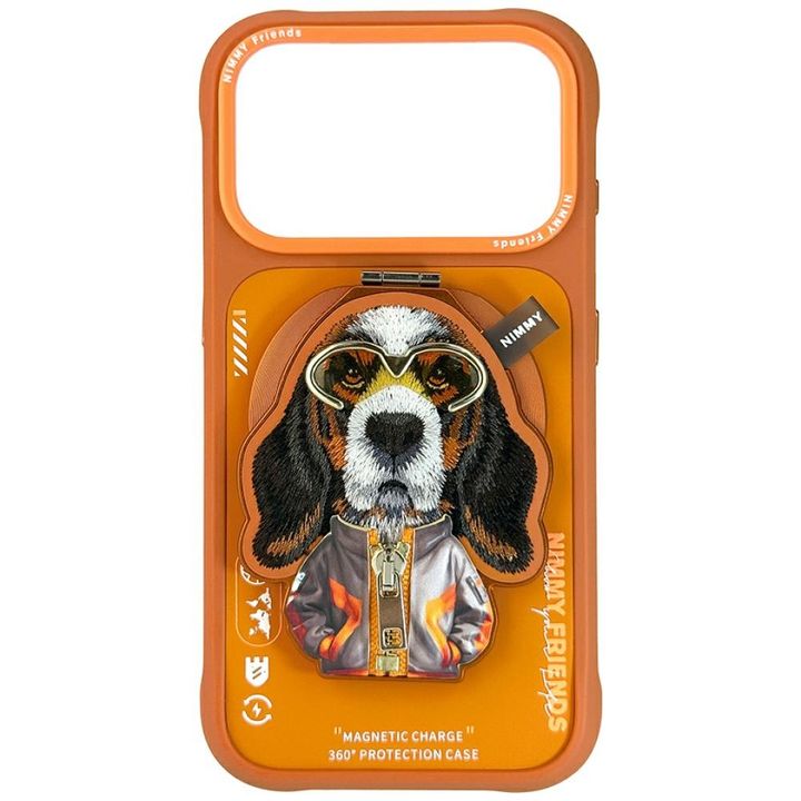 Etui Nimmy Cool&Cute 2.0 Dog do iPhone   17 Pro Max z magnetyczną zawieszką pomarańczowy na NearMe.pl