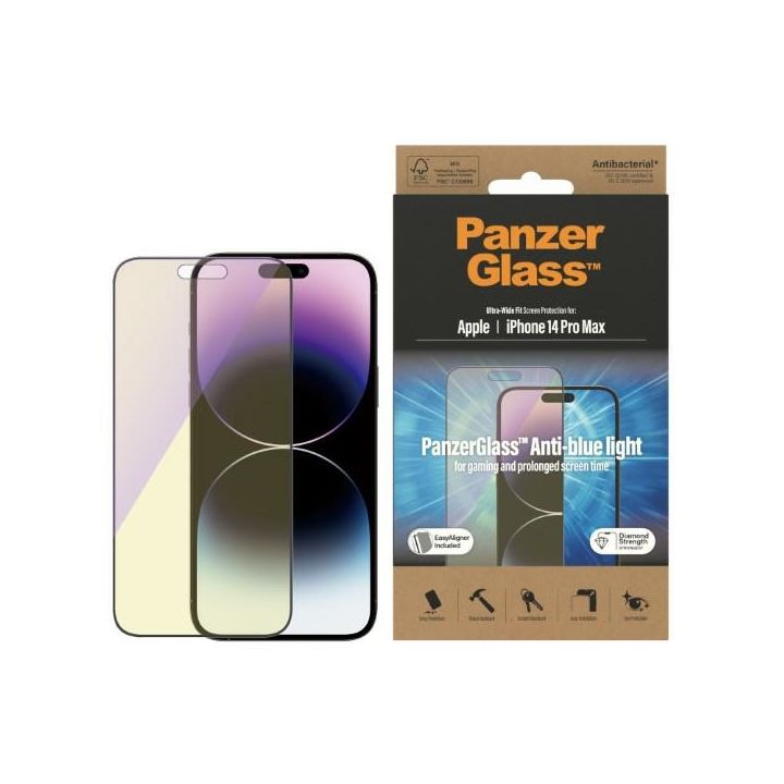 PanzerGlass Ultra-Wide Fit iPhone 14 ProMax 6,7" Screen Protection Antibacterial Easy Aligner Included Anti-blue light 2794 na NearMe.pl