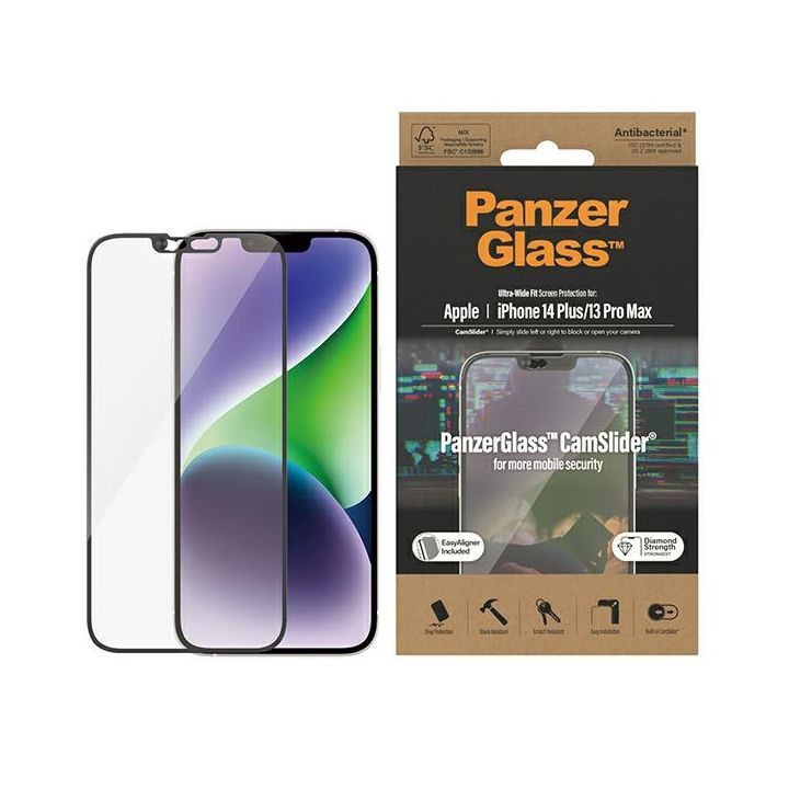 PanzerGlass Ultra-Wide Fit iPhone 14Plus / 13 Pro Max 6,7" Screen Protection CamSlider Antibacterial Easy Aligner Included 2797 na NearMe.pl