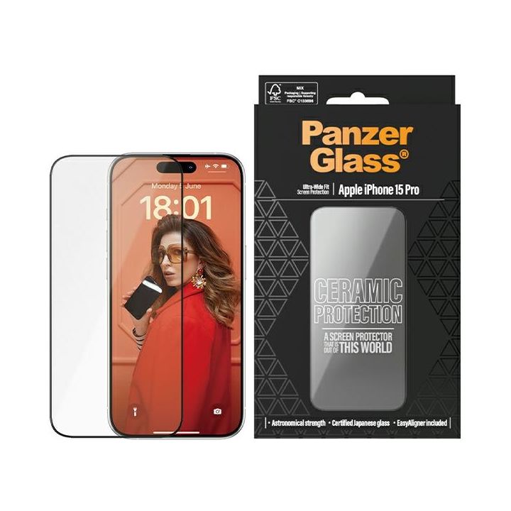 PanzerGlass Ceramic Protection iPhone 15Pro 6.1" Ultra-Wide-Fit Screen Protection Easy Aligner Included 2838 na NearMe.pl