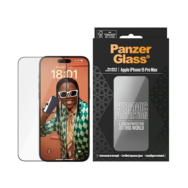 PanzerGlass Ceramic Protection iPhone 15Pro Max 6.7" Ultra-Wide-Fit Screen Protection Easy Aligner Included 2840 na NearMe.pl