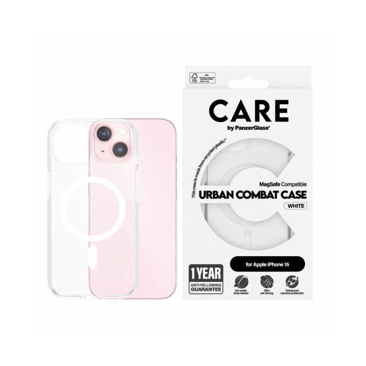 Etui CARE by PanzerGlass Flagship Urban  Combat Case iPhone 15 6,1" MagSafe biały/white 1417 na NearMe.pl