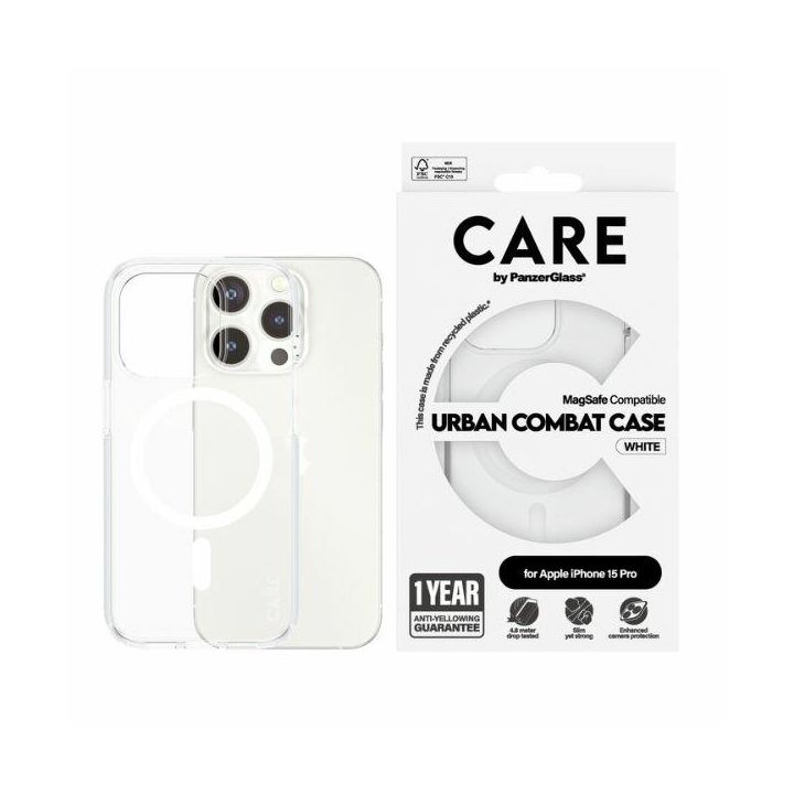 Etui CARE by PanzerGlass Flagship Urban  Combat Case iPhone 15 Pro 6,1" MagSafe biały/white 1418 na NearMe.pl