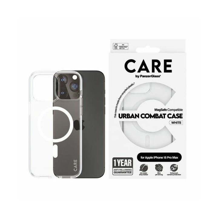 Etui CARE by PanzerGlass Flagship Urban  Combat Case iPhone 15 Pro Max 6,7" MagSafe biały/white 1420 na NearMe.pl