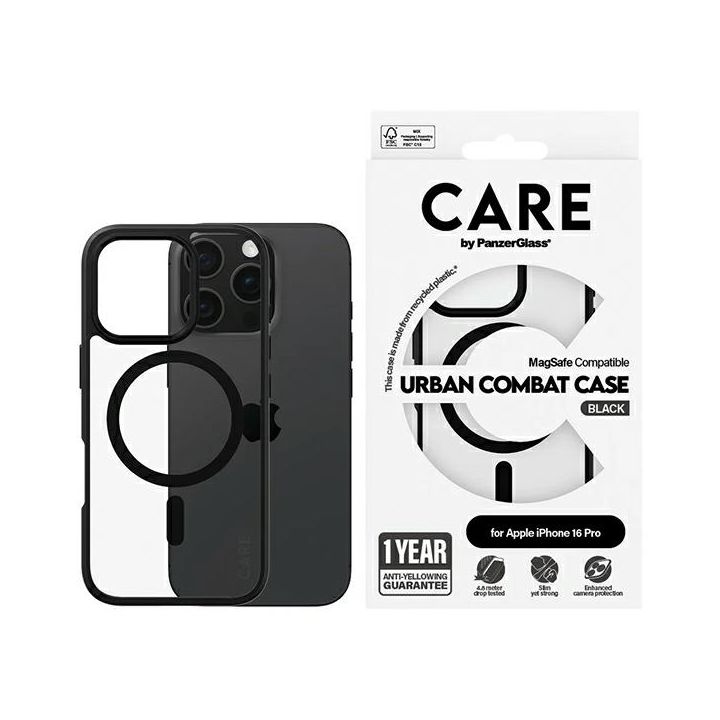 Etui CARE by PanzerGlass Flagship Urban  Combat Case iPhone 16 Pro 6,3" czarny/black MagSafe 1358 na NearMe.pl