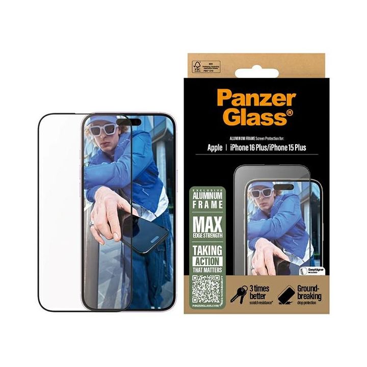 PanzerGlass Screen Protector AluminumFrame iPhone 16 Plus / 15 Plus 6.7" Ultra-Wide Fit 2851 na NearMe.pl