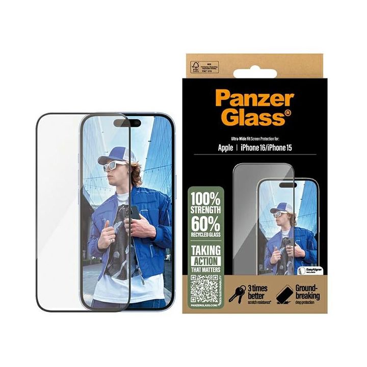 PanzerGlass Screen Protector iPhone 16 /15 6.1" Ultra-Wide Fit 2861 na NearMe.pl