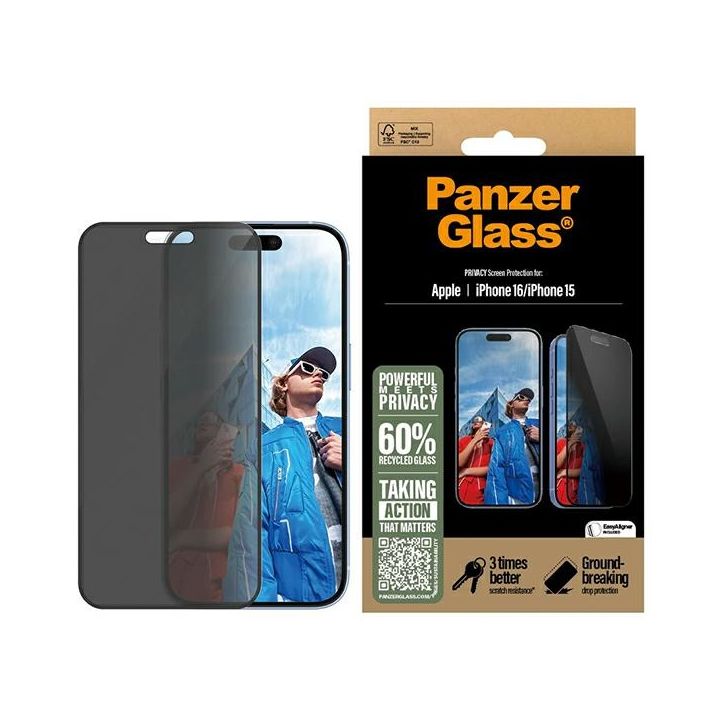 PanzerGlass Privacy Screen ProtectoriPhone 16 / 15 6.1" Ultra-Wide Fit P2861 na NearMe.pl