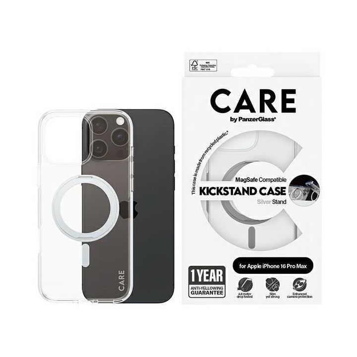 Etui CARE by PanzerGlass Feature         Kickstand Case iPhone 16 Pro Max 6,9" srebrny/silver MagSafe 1328 na NearMe.pl