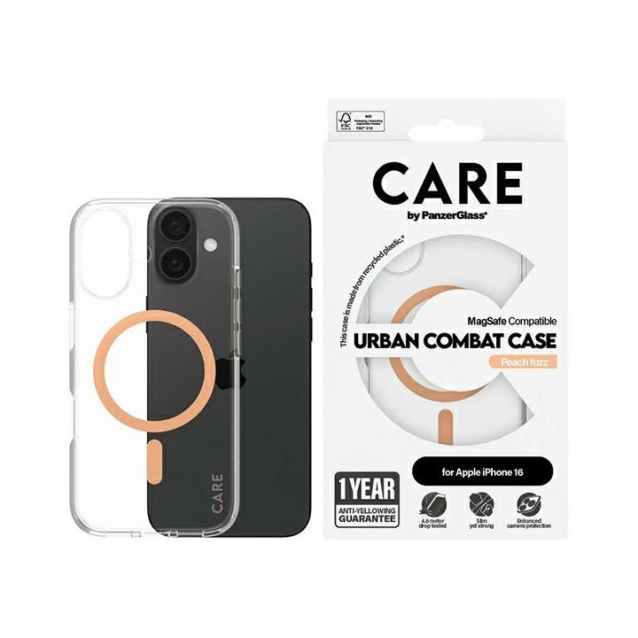 Etui CARE by PanzerGlass Flagship Case   iPhone 16 6.1" brzoskwiniowy/peachy MagSafe 1373 na NearMe.pl