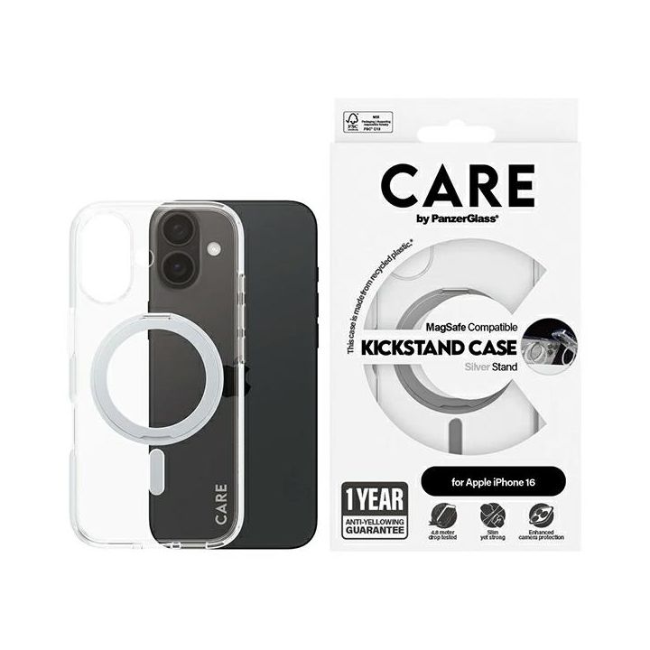 Etui CARE by PanzerGlass Feature         Kickstand Case iPhone 16 6.1" srebrny/silver MagSafe 1325 na NearMe.pl