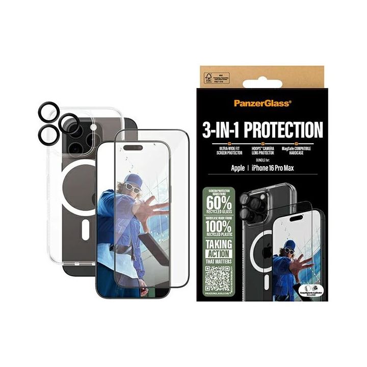 PanzerGlass Bundle 3in1 iPhone 16 Pro Max 6.9" D3O Hardcase + Screen Protector UWF+ Lens B1294+2864+1284 na NearMe.pl