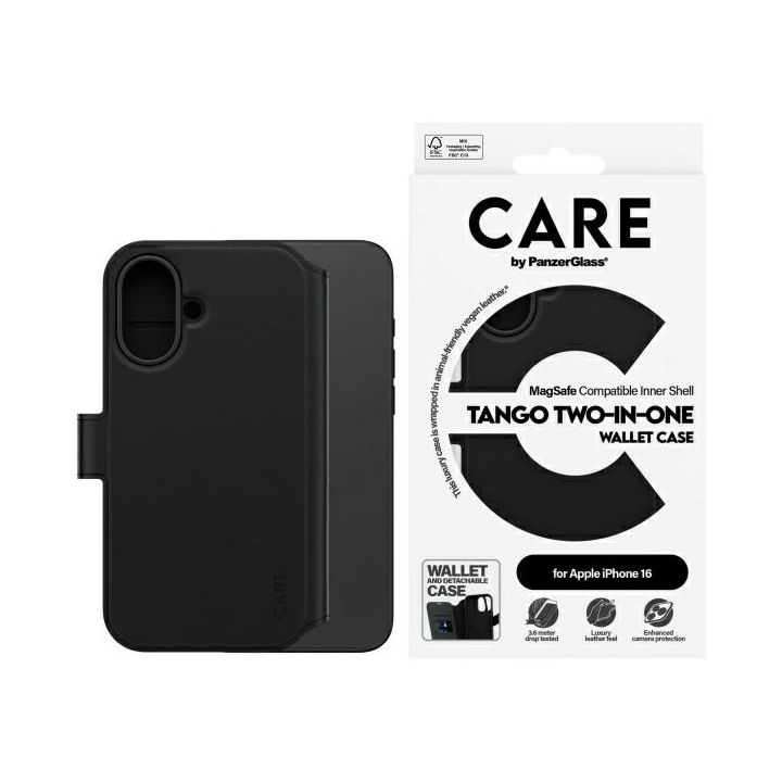 Etui CARE by PanzerGlass Feature Tango   2in1 Wallet iPhone 16 6.1" MagSafe czarny/black 1329 na NearMe.pl