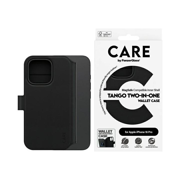 Etui CARE by PanzerGlass Feature Tango   2in1 Wallet iPhone 16 Pro 6.3" MagSafe czarny/black 1330 na NearMe.pl