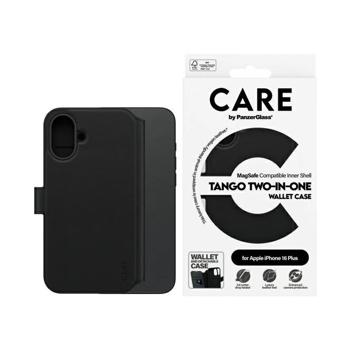 Etui CARE by PanzerGlass Feature Tango   2in1 Wallet iPhone 16 Plus 6.7" MagSafe czarny/black 1331 na NearMe.pl