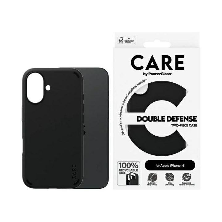 Etui CARE by PanzerGlass Feature Double  Defense Case iPhone 16 6.1" czarny/black 1333 na NearMe.pl