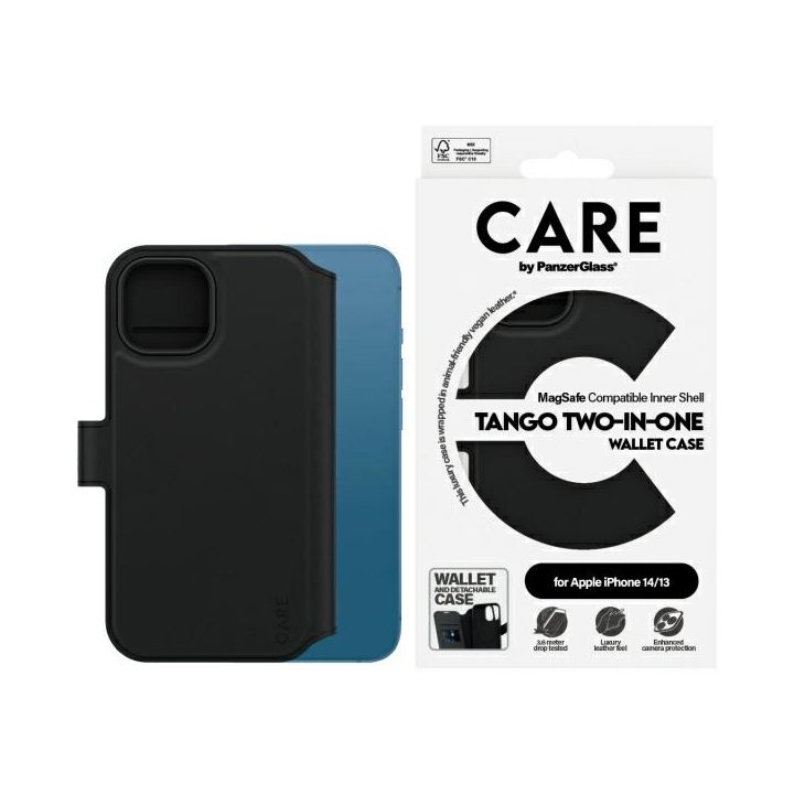 Etui CARE by PanzerGlass Feature Tango   2in1 Wallet iPhone 14 / 13 6.1" MagSafe czarny/black 1160 na NearMe.pl