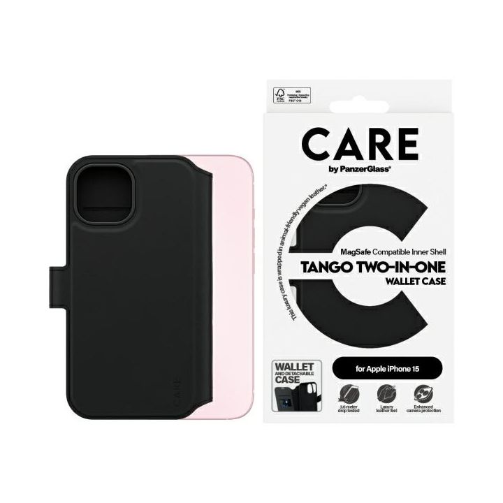 Etui CARE by PanzerGlass Feature Tango   2in1 Wallet iPhone 15 6.1" MagSafe czarny/black 1159 na NearMe.pl