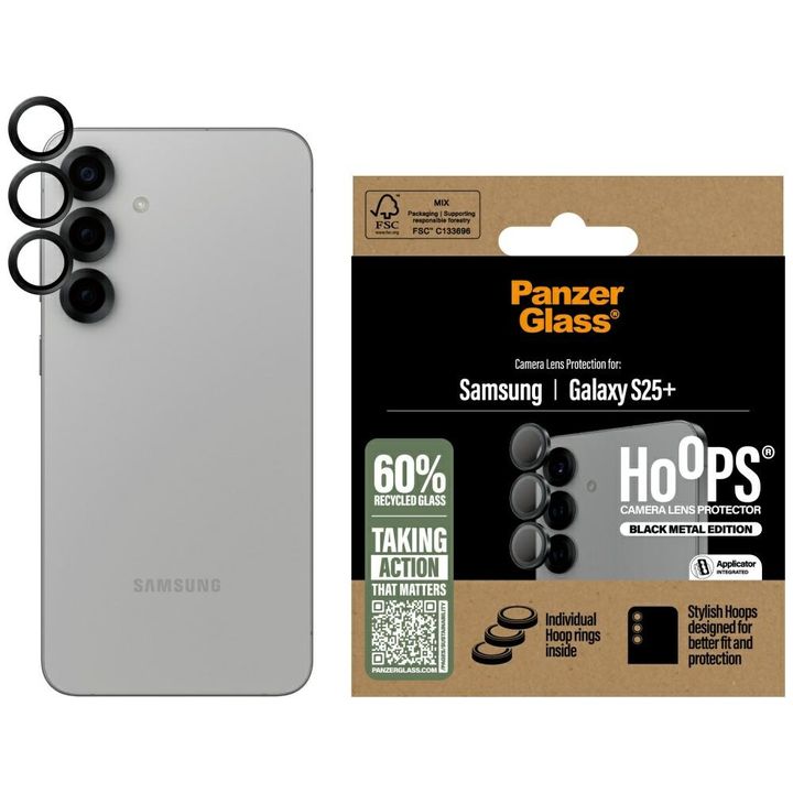 Szkło hartowane na obiektyw PanzerGlass  Hoops Lens Protector do Samsung Galaxy S25+ czarny na NearMe.pl