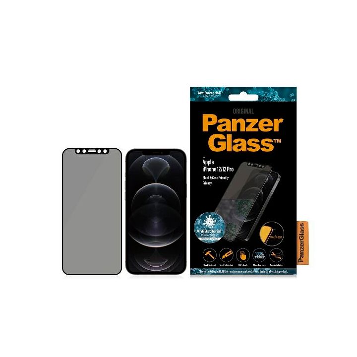 PanzerGlass E2E Super+ iPhone 12/12 ProCase Friendly AntiBacterial Microfracture Privacy czarny/black na NearMe.pl