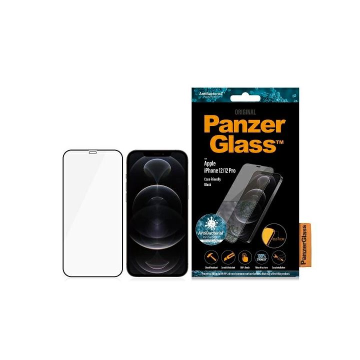 PanzerGlass E2E Super+ iPhone 12/12 ProCase Friendly AntiBacterial MicroFracture czarny/black na NearMe.pl