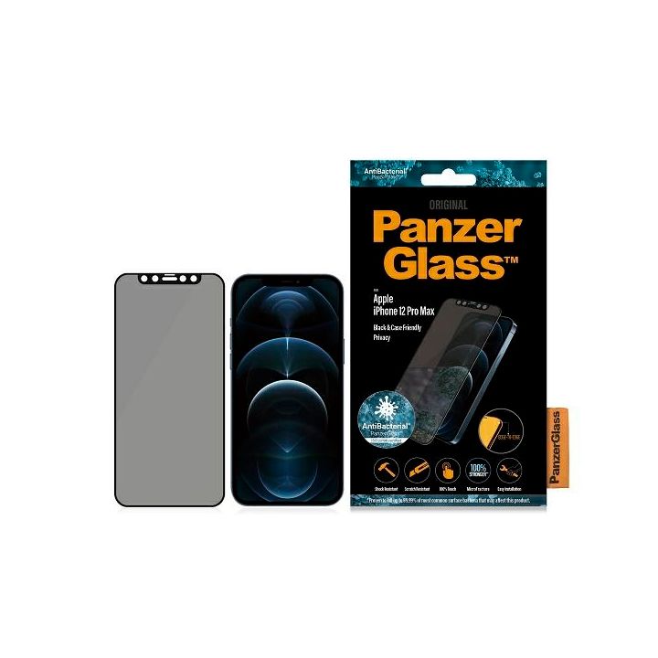 PanzerGlass E2E Super+ iPhone 12 Pro MaxCase Friendly AntiBacterial Microfracture Privacy czarny/black na NearMe.pl