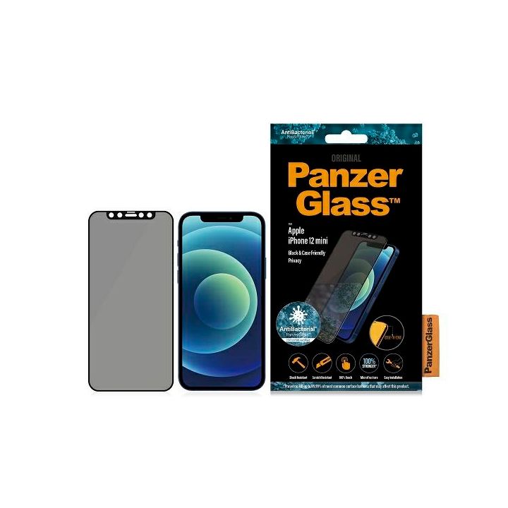 PanzerGlass E2E Super+ iPhone 12 MiniCase Friendly AntiBacterial Microfracture Privacy czarny/black na NearMe.pl