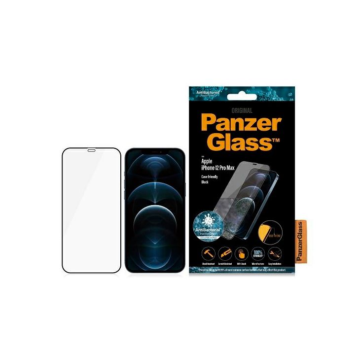 PanzerGlass E2E Super+ iPhone 12 Pro MaxCase Friendly AntiBacterial Microfracture czarny/black 2712 na NearMe.pl