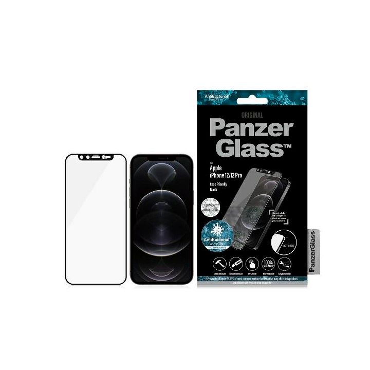 PanzerGlass E2E Microfracture iPhone 12/12 Pro 6,1" CamSlider Swarovsky Case Friendly AntiBacterial czarny/black na NearMe.pl
