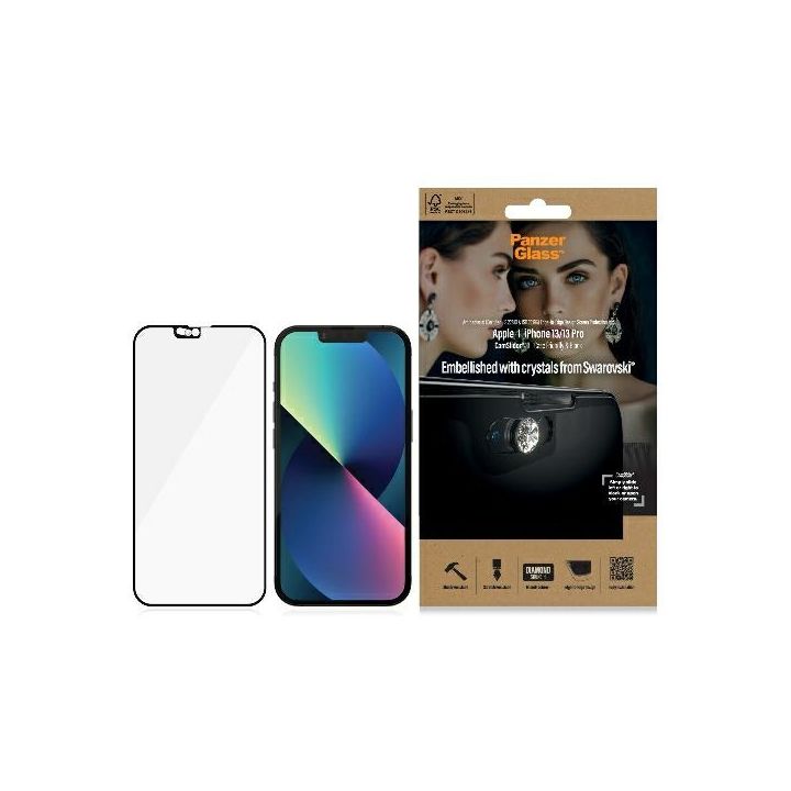 PanzerGlass E2E Microfracture iPhone 13/13 Pro 6,1" CamSlider Swarovsky Case Friendly AntiBacterial czarny/black 2751 na NearMe.pl