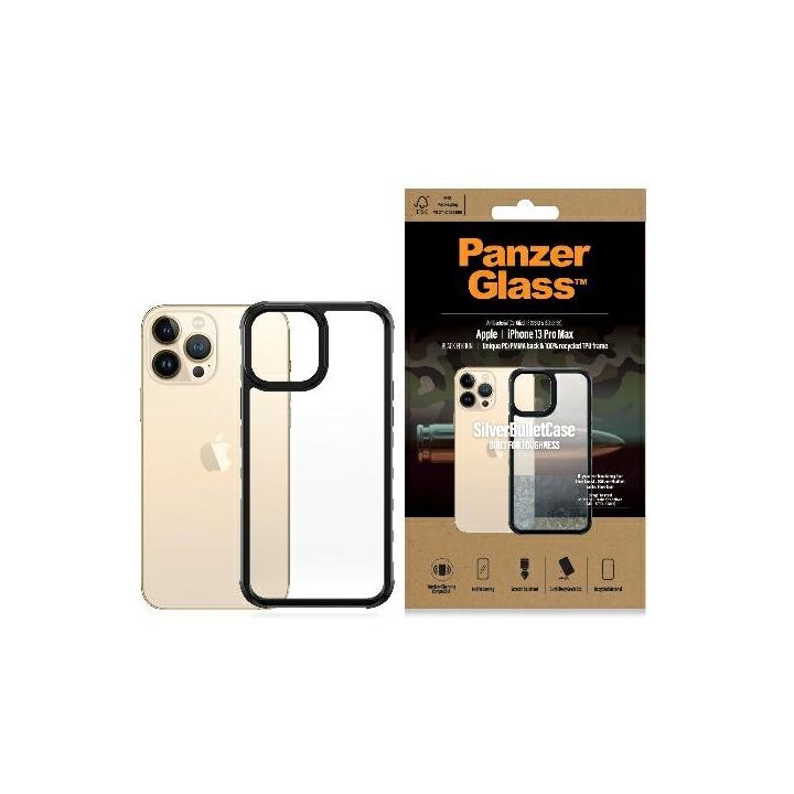 PanzerGlass ClearCase iPhone 13 Pro Max6.7" black Antibacterial Military grade SilverBullet 0320 na NearMe.pl