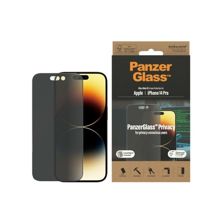 PanzerGlass Ultra-Wide Fit iPhone 14 Pro6,1" Privacy Screen Protection Antibacterial Easy Aligner Included P2784 na NearMe.pl
