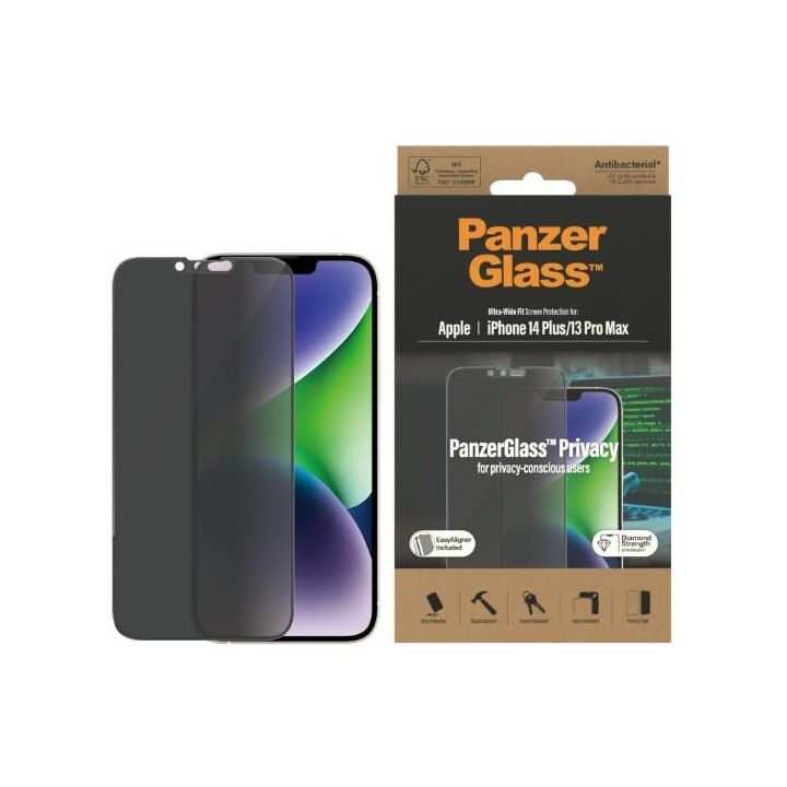 PanzerGlass Ultra-Wide Fit iPhone 14Plus / 13 Pro Max 6,7" Privacy Screen Protection Antibacterial Easy Aligner Included P2785 na NearMe.pl