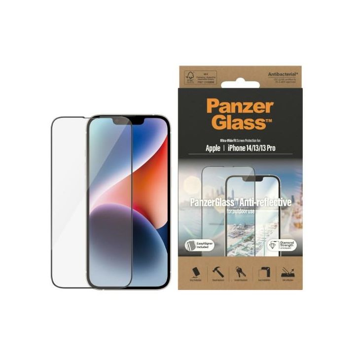 PanzerGlass Ultra-Wide Fit iPhone 14 /13 Pro / 13 6,1" Screen Protection Anti-reflective Antibacterial Easy Aligner Included 2787 na NearMe.pl