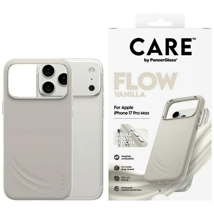 Etui CARE by PanzerGlass FLOW MagSafe do iPhone 17 Pro Max waniliowy na NearMe.pl