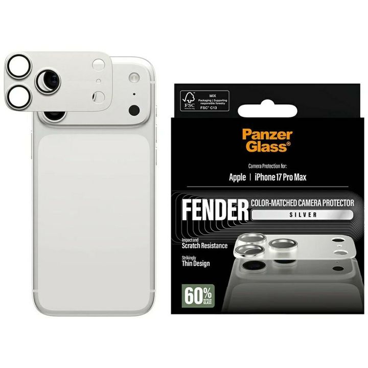 Szkło hartowane na obiektyw PanzerGlass  Fender Camera Protector do iPhone 17 Pro Max srebrny na NearMe.pl