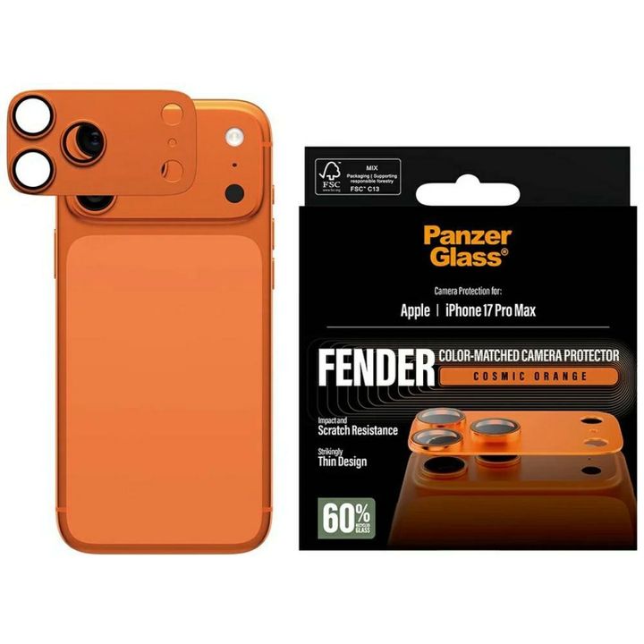Szkło hartowane na obiektyw PanzerGlass  Fender Camera Protector do iPhone 17 Pro Max pomarańczowy na NearMe.pl