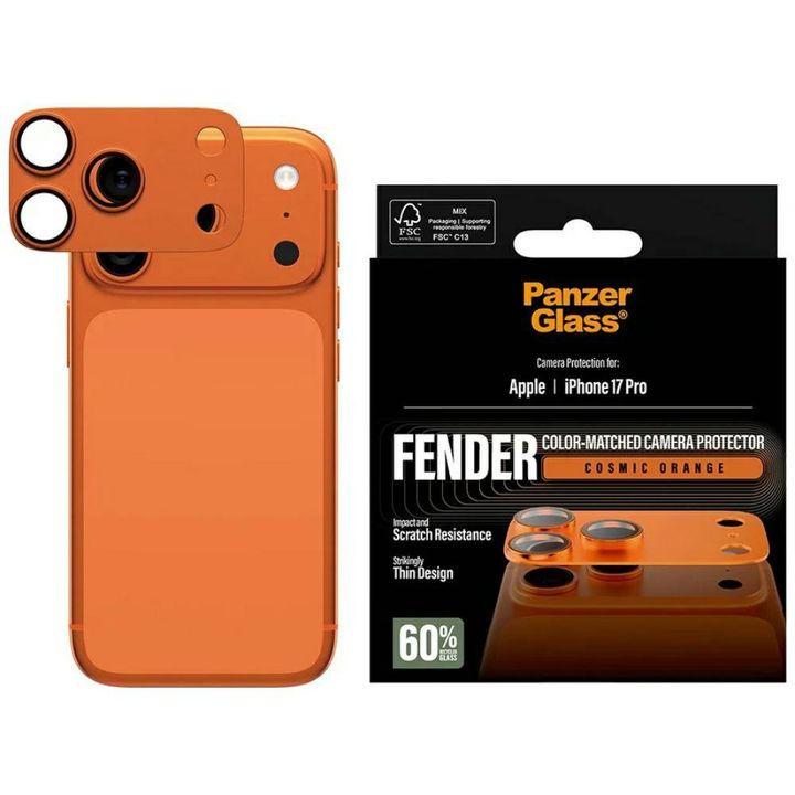 Szkło hartowane na obiektyw PanzerGlass  Fender Camera Protector do iPhone 17 Pro pomarańczowy na NearMe.pl