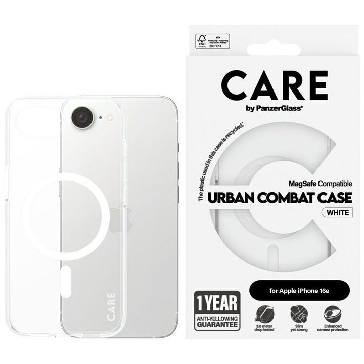 Etui CARE by PanzerGlass Flagship Urban  Combat White MagSafe do iPhone 16e / 17e przezroczysty na NearMe.pl