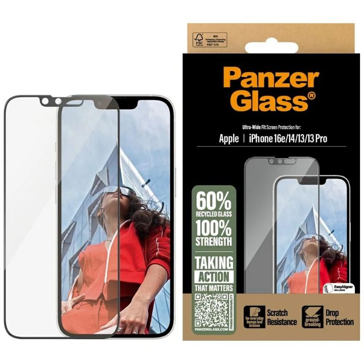 Szkło hartowane PanzerGlass Ultra-Wide   Fit do iPhone 17e/16e/14/13/13 Pro na NearMe.pl