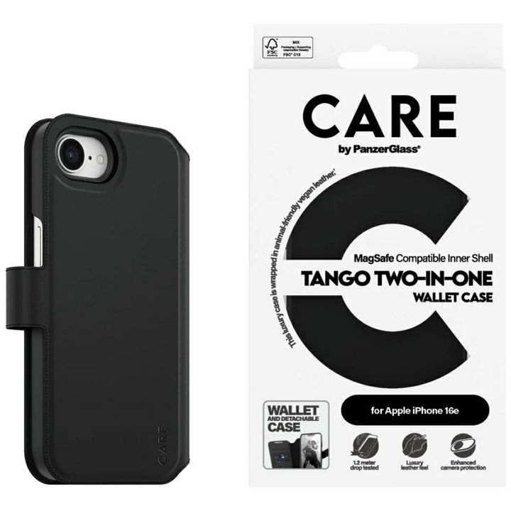 Etui CARE by PanzerGlass Feature Tango   2w1 Wallet do iPhone 16e / 17e czarny na NearMe.pl