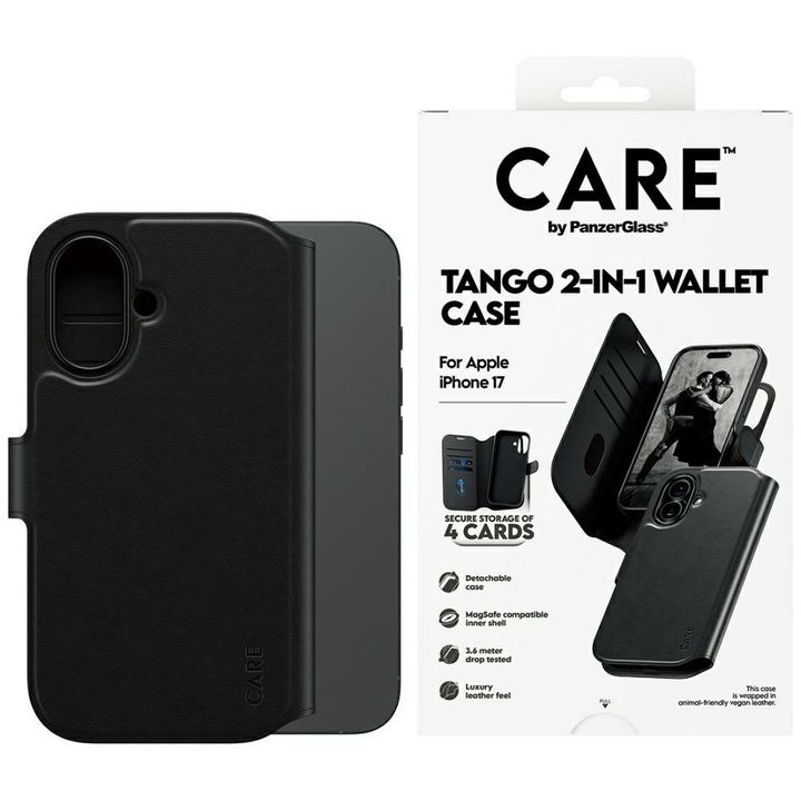 Etui CARE by PanzerGlass Feature Tango   2w1 Wallet Case MagSafe do iPhone 17 czarny na NearMe.pl