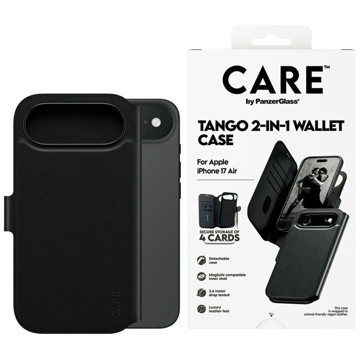 Etui CARE by PanzerGlass Feature Tango   2w1 Wallet Case MagSafe do iPhone Air czarny na NearMe.pl