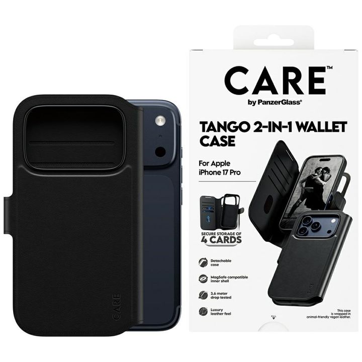 Etui CARE by PanzerGlass Feature Tango   2w1 Wallet Case MagSafe do iPhone 17 Pro czarny na NearMe.pl