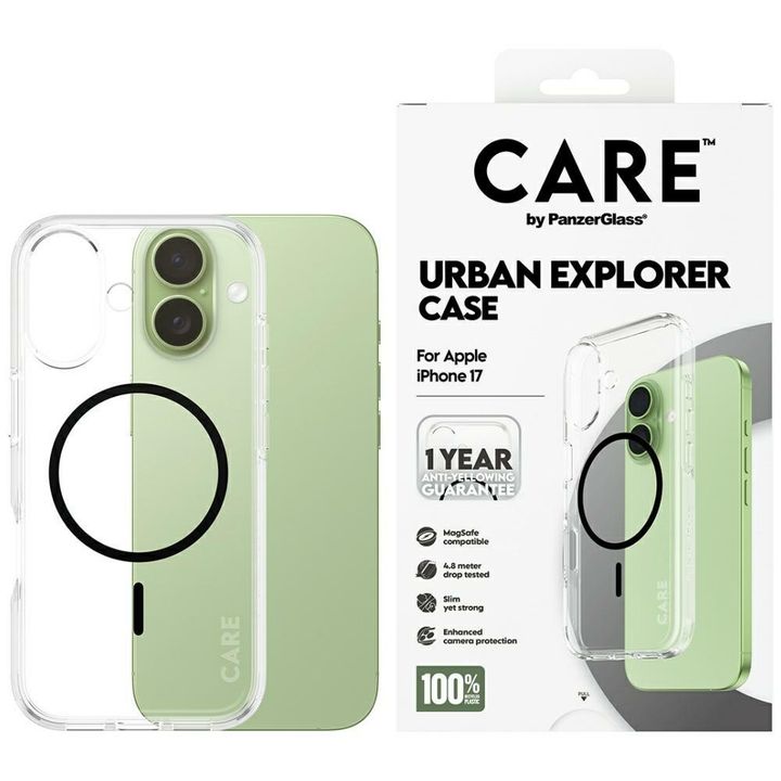 Etui CARE by PanzerGlass Flagship Urban  Explorer w. Black MagSafe do iPhone 17 przezroczysty na NearMe.pl