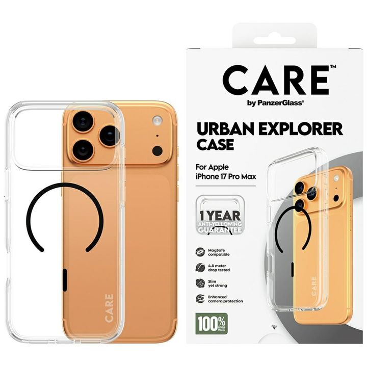 Etui CARE by PanzerGlass Flagship Urban  Explorer w. Black MagSafe do iPhone 17 Pro Max przezroczysty na NearMe.pl