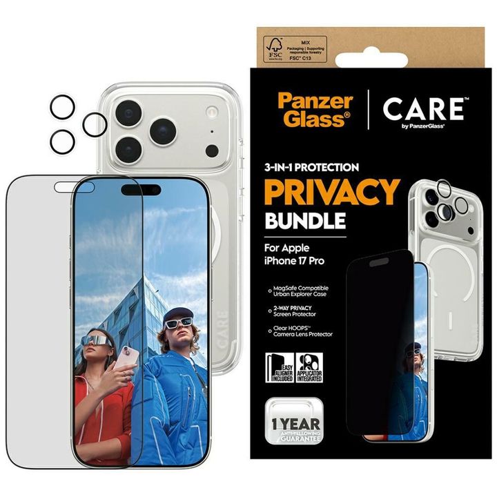 Zestaw ochronny CARE by PanzerGlass      Flagship Privacy 3w1 Etui+Szkło Prywatyzujące+Lens do iPhone 17 Pro na NearMe.pl
