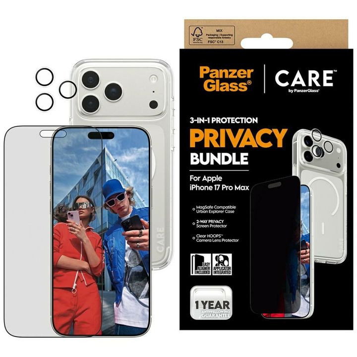 Zestaw ochronny CARE by PanzerGlass      Flagship Privacy 3w1 Etui+Szkło Prywatyzujące+Lens do iPhone 17 Pro Max na NearMe.pl